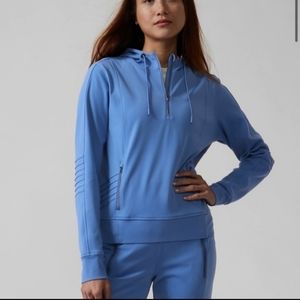 Athleta Cottage Blue Venice Moto Hoodie Jacket XS